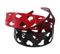 Mikinona 3 Stück Teiliges Herzförmiges Haarband Damen Rutschfeste Love-shaped Headbands in Schwarz Weinrot und Rot Leichte Bequeme Damen-haarbänder mit Anti-rutsch-zähnen für Alltag Sport