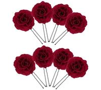 Mikinona 8stücke Rosen Haarnadeln Rot für Hochzeit Party Brautfrisur Blumen Haarschmuck Damen Duttfrisur Vintage Hochsteckfrisur