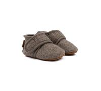 Mikk-line Hausschuhe Baby 0-6, Krabbelschuhe mit Ledersohle, Taupe