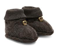 Mikk-line Lammfellschuhe Baby 9-12 Monate Dark Brown Melange - Warme Woll Hausschuhe Kinder Aus Merinowolle - Kuschelige Wool Felt Shoes in 84% Wolle und 16% Polyester für Jungen und Mädchen