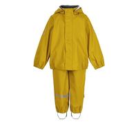 Mikk-line PU Zweiteiliger Regenset mit Trägern 116 Sunflower | OEKO-TEX Standard 100 | 100% recyceltem PU-Material | Für Jungen Und Mädchen | Regenhose und Regenjacke | Reflektierenden Details