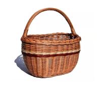 MIKONI Natural Weidenkorb mit Henkel groß, Tragekorb aus Weide Einkaufskorb geflochten Weide Weidenkörbe mit Henkel Einkaufskörbe Picknickkorb geflochten (Modell 16)