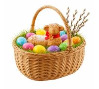 MIKONI Natural Weidenkorb mit Henkel groß, Tragekorb aus Weide Einkaufskorb geflochten Weide Weidenkörbe mit Henkel Einkaufskörbe Picknickkorb geflochten (Modell 27)