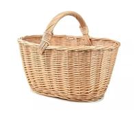 MIKONI Natural Weidenkorb mit Henkel groß, Tragekorb aus Weide Einkaufskorb geflochten Weide Weidenkörbe mit Henkel Einkaufskörbe Picknickkorb geflochten (Modell 14)