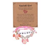 Mikovivi 2 Stück Axolotl-Armbänder für Mädchen, Verstellbar Süß Ton Axolotl-Charm Perlenarmband Set handgefertigter Schmuck für Kinder Teenager Freunde Geburtstag Abschluss Schulanfangsgeschenke