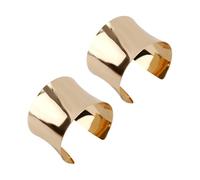 Mikovivi 2 Stück Klobiges Goldarmband, Verstellbar Goldenes Armreif Offene Breite Armreifen Minimalistisch Statement Punk Schmuck für Frauen