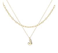 Mikovivi 2 Stück Personalisierte Blasenbuchstaben Halsketten, Mehrschichtige Blasen Anfangshalskette für Damen Zarte Goldene Alphabet Halskette für Damen Modeschmuck Geschenke (J)