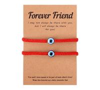 Mikovivi 2stk Armbänder für Frauen, Evil Eye Bracelet Glück Liebe Schutz Perlenarmband Schmuck mit Karte für Mama Schwester Geburtstag Weihnachten Inspirierende Geschenke(Rot)