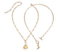 Mikovivi 2stk Halskette mit Cowboyhut-Stiefel-Anhänger, Cowgirl-Halskette Anhänger Western-Cowboy-Anhänger Cowboy-Kettenhalskette Cowboy-Schmuck für Frauen Männer Western-Kostüm-Accessoires (Gold)