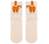 Mikovivi 2stk Niedliche Katzen Socken für Damen, Bequeme Baumwoll Tiersocken mit Bommeln Lustige Gelbe Kätzchen Accessoires für Damen Outfits