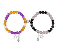 Mikovivi 2stk Passende Armbänder, Y2K-Stil Perlen Magnet Paare Freundschafts Armbänder mit Stern und Mikrofon Anhängern für Sie Ihn Bestie Schwester Paar