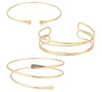 Mikovivi 3 Stück Goldarmbänder für Frauen, 3 Designs Verstellbar Offenes Oberarm-Armband Modisch Spiral-Armbandschmuck für den Sommerstrand Böhmisches Geschenk