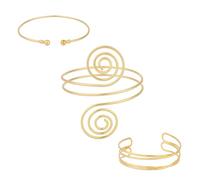 Mikovivi 3 Stück Offenes Oberarm-Armband, 3 Stile Verstellbar Goldene Oberarm-Armbänder Modisch Spiral-Armband-Schmuck für Frauen Sommerstrand Böhmisches Geschenk