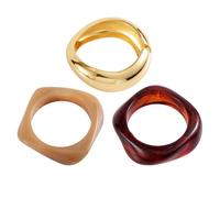 Mikovivi 3stk Klobige Armreifen, Unregelmäßige Punk-Armbänder aus Harz und Legierung Statement-Schmuck Goldfarben Klobiges Breites Armband für Damen