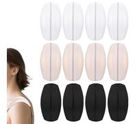 Mikovivi 6 Paar BH-Trägerpolster, 9,3x5,1cm Silikon-Schulterpolster Rutschfest Unsichtbar Weich BH-Träger-Zubehör für Damen und Mädchen (Weiß, Schwarz und Hautfarben)