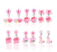 Mikovivi 6 Paar Clip Ohrringe für Kinder für Mädchen, Einhorn Prinzessin Ohrringe Ohne Ohrloch for Kleinkinder Mädchen Schmuckaccessoires zum Verkleiden