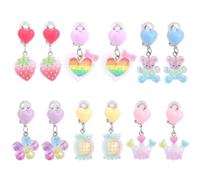 Mikovivi 6 Paar Ohrclips für Kinder, Ohrclips Ohne Ohrloch Herz Blumen Bären Krone Ohrhänger Schmuck Geschenke für Mädchen Kinder Kleinkinder Verkleidungszubehör