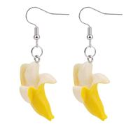 Mikovivi Bananen Ohrhänger, 5,8cm Niedlicher Schmuck aus Kunstharz mit Obst Imitat 3D Ohrhänger für Damen Modisches Accessoire Kawaii Geschenk Bananen Merch (Gelb)