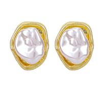 Mikovivi Barocke Perlenohrstecker für Damen, Elegante Unregelmäßige Klobige Vergoldete Große Ohrstecker Statement-Perlenohrringe im Vintage-Stil Schmuck Geschenk für Frauen zur Hochzeit