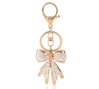 Mikovivi Schlüsselanhänger Strass für Damen, Gold Elegant Schleifen-Taschenanhänger Funkelnder Schleifen-Schlüsselring für Geldbörse Handtasche Autoschlüssel