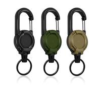 Mikqky 3 Stück Schlüsselanhänger Ausziehbar, Schlüsselband Ausziehbar mit Karabiner, Jojo Einziehbarer Schlüsselanhänger, mit 60 Cm Stahlkordel für id Badge Holder(Schwarz + Grün + Khaki)