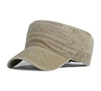 Mikqky Military Cap Herren und Damen | Vintage Washed Denim Caps Baumwolle Flat Top Ca-p, Retro Stil Army Kappe mit Verstellbarem Verschluss