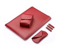 Mikrofaser Leder Laptop Tasche kompatibel mit 13,3" MacBook Air und MacBook Pro & Pro Retina inkl. Schutztasche für Maus und Netzteil (Rot)