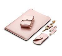 Mikrofaser Leder Laptop Tasche kompatibel mit 13,3" MacBook Air und MacBook Pro & Pro Retina inkl. Schutztasche für Maus und Netzteil (Rosegold)