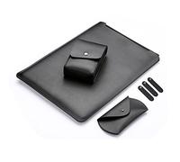 Mikrofaser Leder Laptop Tasche kompatibel mit 13,3" MacBook Air und MacBook Pro & Pro Retina inkl. Schutztasche für Maus und Netzteil (Schwarz)