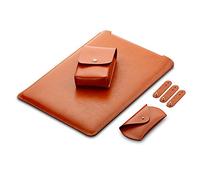 Mikrofaser Leder Laptop Tasche kompatibel mit 13,3" MacBook Air und MacBook Pro & Pro Retina inkl. Schutztasche für Maus und Netzteil (Braun)