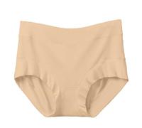 Mikrofaser-Slips Damen-Unterwäsche, einfarbig, hohe Taille, Übergröße, locker, bequem, hohe Belastbarkeit, Freizeitunterwäsche Damen UnterwäSche Set BH Und Slip (Beige, XXXXL)