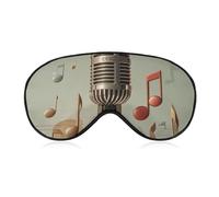 Mikrofon mit Musiknoten-Schlafmaske, lichtblockierende Augenmaske, bequem und weich, Augenabdeckung mit Gummiband, geeignet für Männer und Frauen, geeignet für Reisen/Schlafen