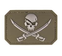 Mil-Tec Patch 3D Skull w. Swords PVC m. Klett Oliv