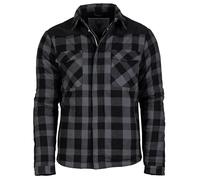 Mil-Tec Lumberjacket Herren • Gefütterte Holzfällerjacke mit Teddyfutter • Holzfäller Hemdjacke Herren mit Cordura-Schulterverstärkung • Outdoor Jacke in Schwarz-Grau, Größem S-3XL