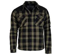 Mil-Tec Lumberjacket Herren • Gefütterte Holzfällerjacke mit Teddyfutter • Holzfäller Hemdjacke Herren mit Cordura-Schulterverstärkung • Outdoor Jacke in Schwarz-Oliv, Größem S-3XL