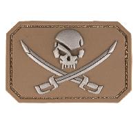 Mil-Tec Patch 3D-Totenkopf mit Schwertern PVC mit Klett Dark Coyote