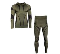 Mil-Tec Performance Funktionsunterwäsche Herren (Lang, L/XL) • Atmungsaktives & wärmendes Thermounterwäsche Set • Elastische Sportunterwäsche oder Skiunterwäsche • Oliv