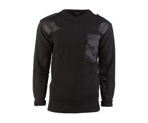 Mil-Tec Pullover BW Polyacryl Herren • Bundeswehr Pullover Männer • Warmer Strickpullover • Verstärkte Ellbogen & Schultern • Atmungsaktiv • Als Winterpullover & Arbeitspullover • Schwarz, Größe: 52