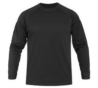 Mil-Tec Tactical Quick Dry Langarmshirt Herren • Langarm T-Shirt mit Raglanärmeln & Daumenschlaufen • Atmungsaktiv & schnelltrocknendes Sport- und Funktionsshirt • Longshirt in Schwarz, S