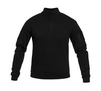 Mil-Tec Tactical Sweatshirt (Unisex) • Pullover mit Zipper • Sweater mit Kragen • Atmungsaktives Sweatshirt Damen & Herren • Warmer Pulli für Arbeit, Freizeit, Outdoor • Schwarz, 3XL