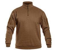 Mil-Tec Tactical Sweatshirt (Unisex) • Pullover mit Zipper • Sweater mit Kragen • Atmungsaktives Sweatshirt Damen & Herren • Warmer Pulli für Arbeit, Freizeit, Outdoor • Dark Coyote, 3XL
