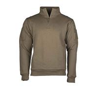 Mil-Tec Tactical Sweatshirt (Unisex) • Pullover mit Zipper • Sweater mit Kragen • Atmungsaktives Sweatshirt Damen & Herren • Warmer Pulli für Arbeit, Freizeit, Outdoor • Ranger Grün, 3XL