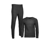 Mil-Tec Thermofleece Unterwäsche Set • Thermounterwäsche Herren • Lange Unterhose + Longsleeve Herren • Thermounterhemd + Thermohose • Outdoor Unterwäsche Männer • Funktionsunterwäsche • Schwarz, XL