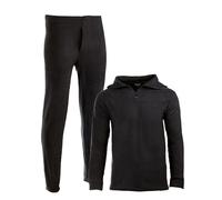 Mil-Tec Thermofleece Unterwäsche Set • Thermounterwäsche Herren • Lange Unterhose + Longsleeve Herren • Thermounterhemd + Thermohose • Outdoor Unterwäsche Männer • Funktionsunterwäsche • Schwarz, S