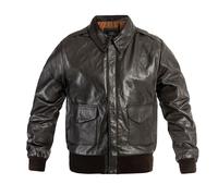 Mil-Tec US Lederjacke Flieger A2 braun, Größe S, Herren