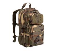 Mil-Tec US Assault Pack Kinderrucksack (14l) • Taktischer Rucksack für Schule, Outdoor, Militär, Wandern • 2 große Fächer + 2 Fronttaschen • Verstellbarer Schultergurt + Brustgurt • Farbe: Woodland