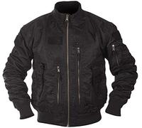 Mil-Tec US Tactical Fliegerjacke Herren • Taktische Bomberjacke mit Stehkragen • Winddichte Übergangsjacke für Frühling & Herbst • Robuste Pilotenjacke mit vielen Taschen & Patchflächen • Schwarz, 3XL