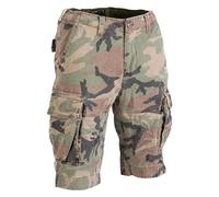 Mil-Tec Taktische Shorts Herren Vintage Prewash, Baumwolle Cargoshorts im Used-Look, Woodland XXL