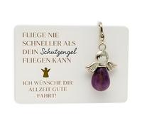 Milaboo® Schutzengel Schlüsselanhänger mit Edelstein und Karte I Glücksbringer in Geschenkverpackung handgefertigt I Geschenk für Besondere Anlässe (Allzeit Gute Fahrt)