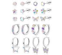 MILACOLATO 10 Paar Ohrringe für Damen Mädchen Hypoallergene Chirurgenstahl Medizinische Ohrstecker Ohrringe Creolen Set CZ Perlen Stern Kinder Ohrringe Mädchen Geschenke für Frauen-Farbenfroh